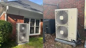 Refrigerant gauges connected to AC system during diagnosis